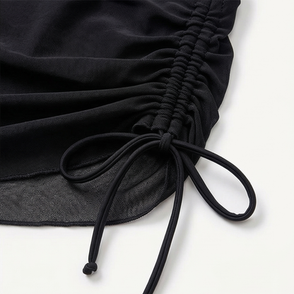 Marella™ – High Waist Mesh Bikini Set with Ruched Skirt Bottom