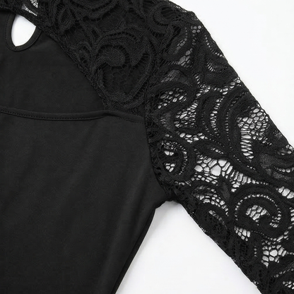 Velesse - Asymmetrical Lace Sleeve Top