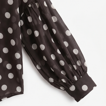 Maisova – Satin Polka Dot Button-Down Blouse