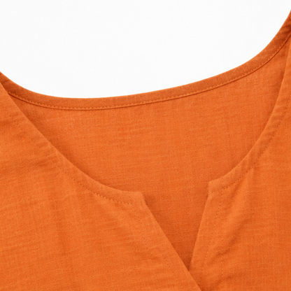 Laurelle™ – V-Neck Ruffle Sleeve Blouse with Buttons