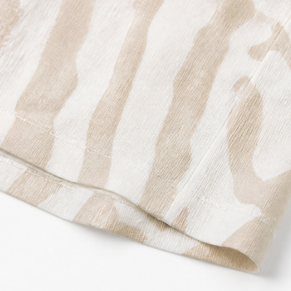 Ingrid™ – Linen Look Midi Shift Dress with Abstract Print, Cap Sleeve