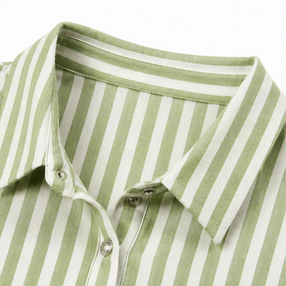 Marella™ – Oversized Striped V-Neck Popover Blouse