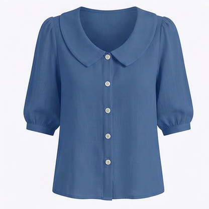 Collara – Retro Peter Pan Collar Button Up Blouse