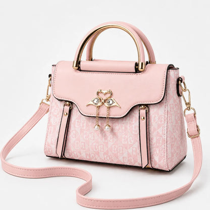 Velora – Swan-Clasp Structured Crossbody Bag with Gold Hardware