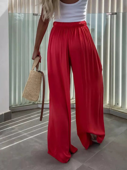 Wide-Leg Paperbag Waist Flowy Pants