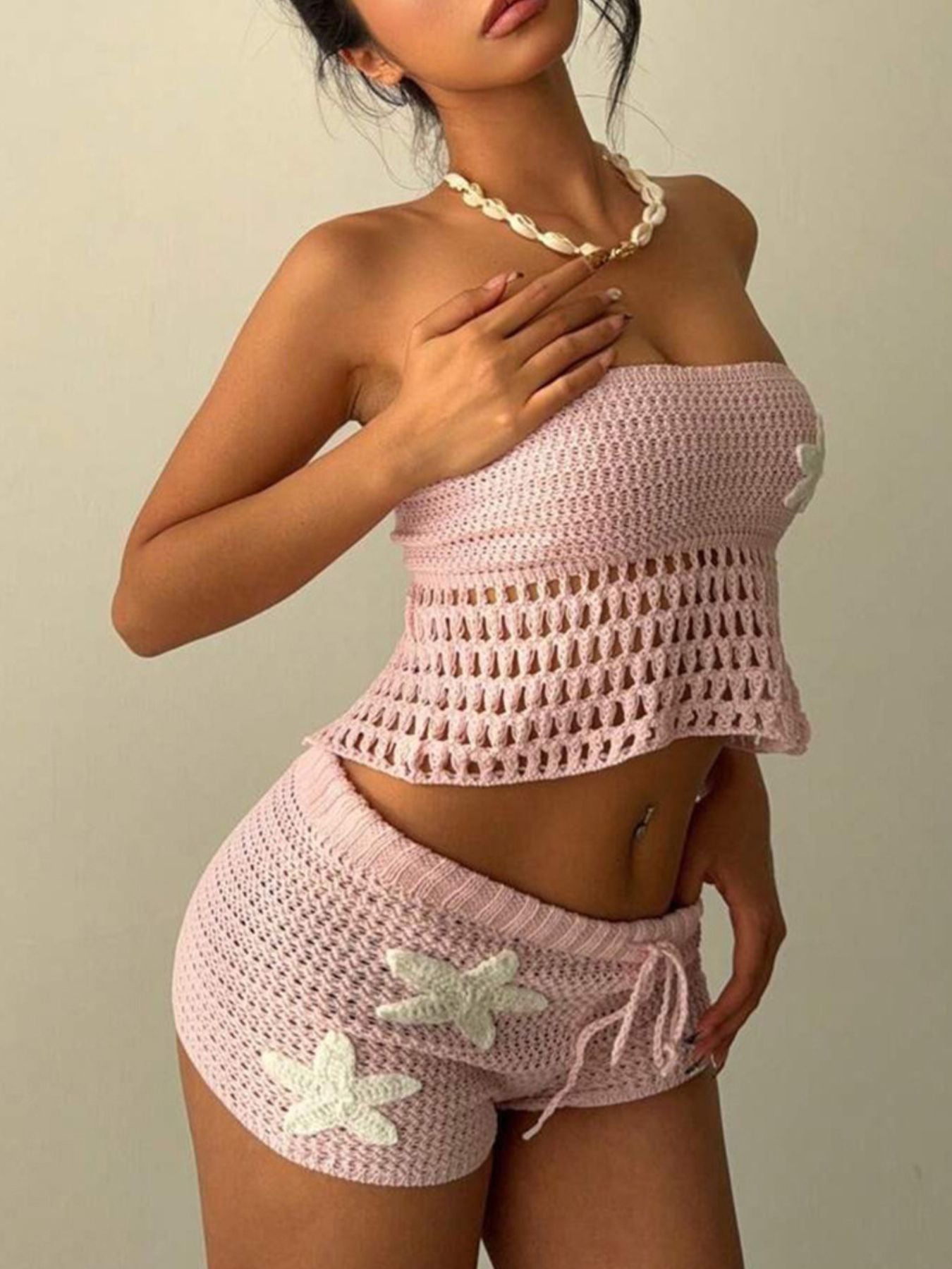 Crochet Tube Top & Shorts Set