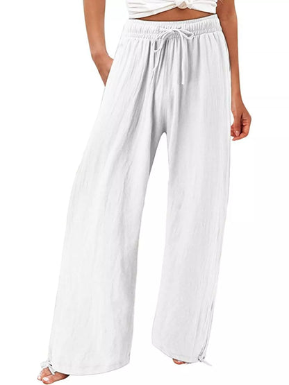 Wide-Leg Drawstring Waist Resort Pants