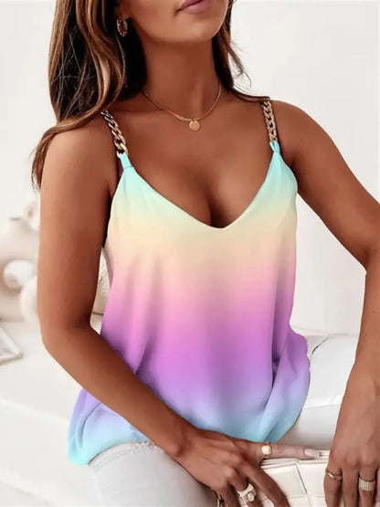 Chain Strap V-Neck Resort Tank