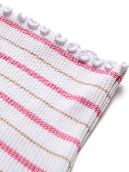 Striped Frill Crop Tube Top