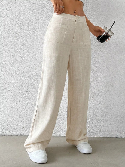 Wide-Leg Linen-Blend Resort Pants
