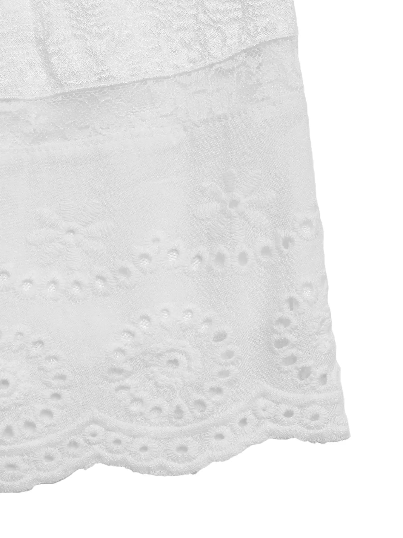Smocked Eyelet Hem Tube Mini Dress
