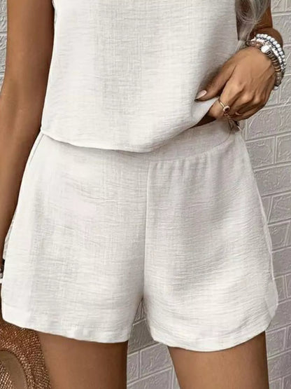 Lace Detail Round Neck Tank & Shorts Set