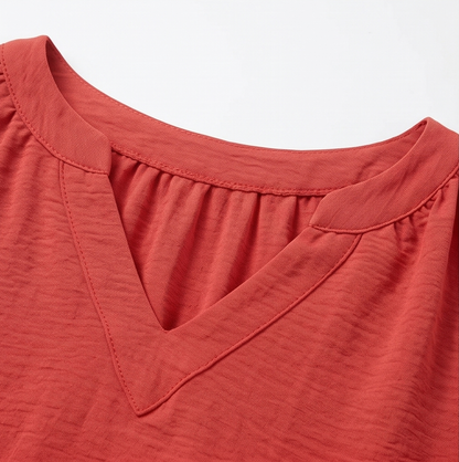 Belvora™ – Lantern Sleeve V-Neck Blouse
