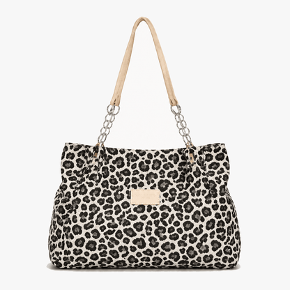Lynxe - Leopard Print Tote with Chain Detail