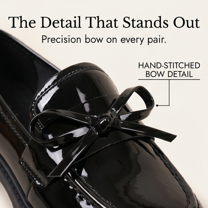 Bowella – Glossy Bow Loafers with Cushioned Platform