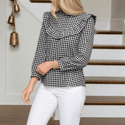 Brindle – Women's Puff Sleeve Gingham Top