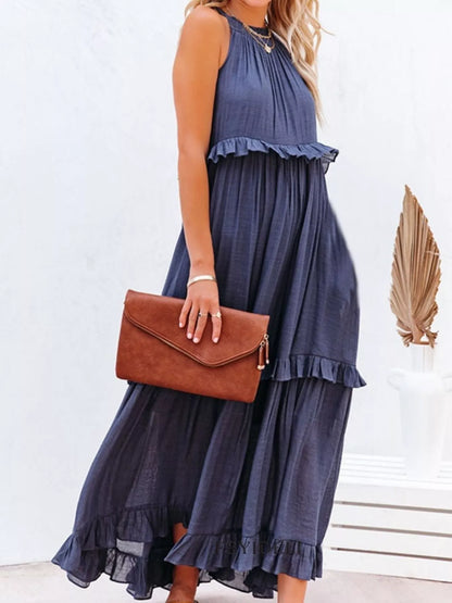 Tiered Ruffle Sleeveless Maxi Dress