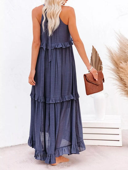 Tiered Ruffle Sleeveless Maxi Dress