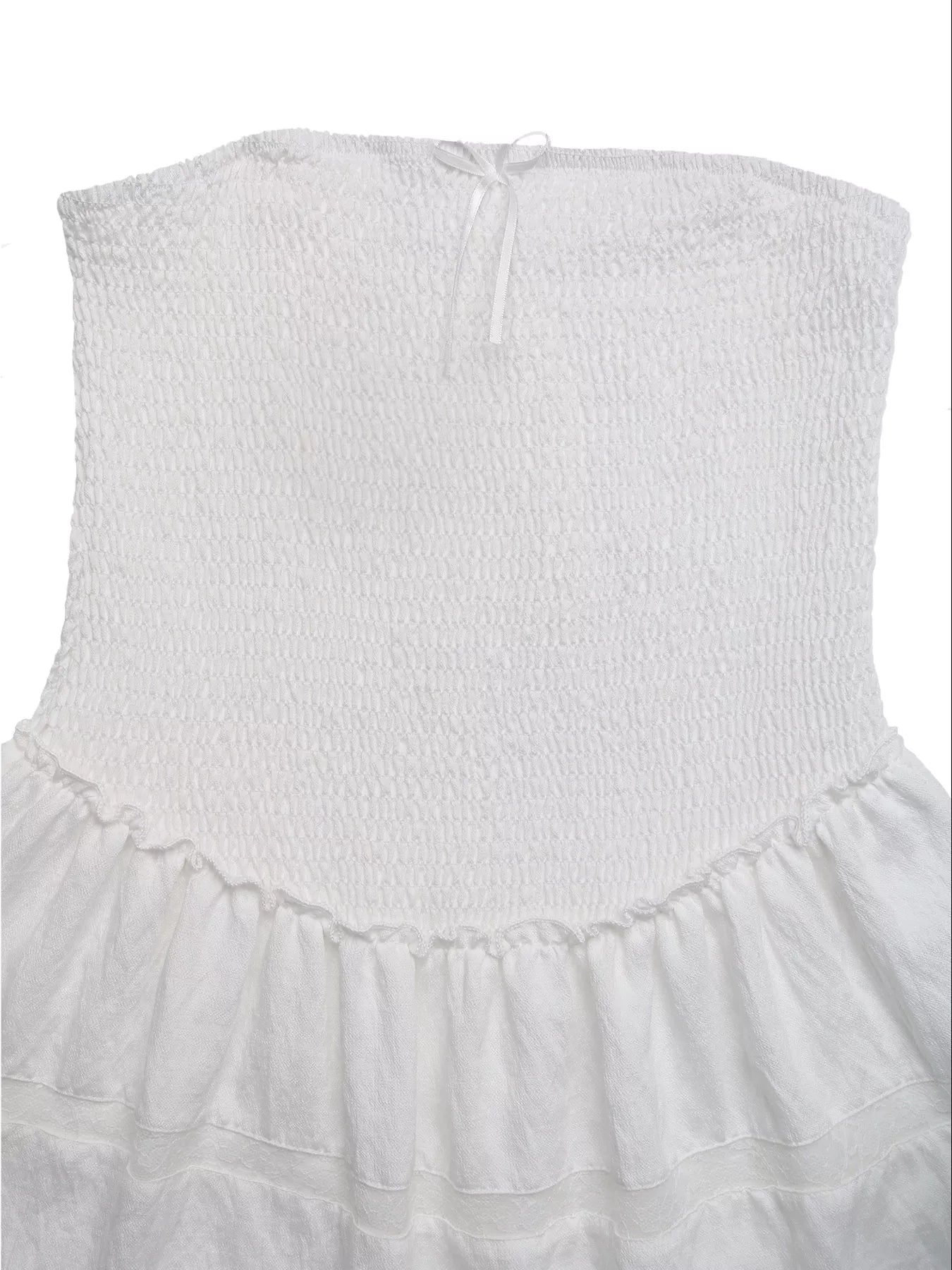 Smocked Eyelet Hem Tube Mini Dress
