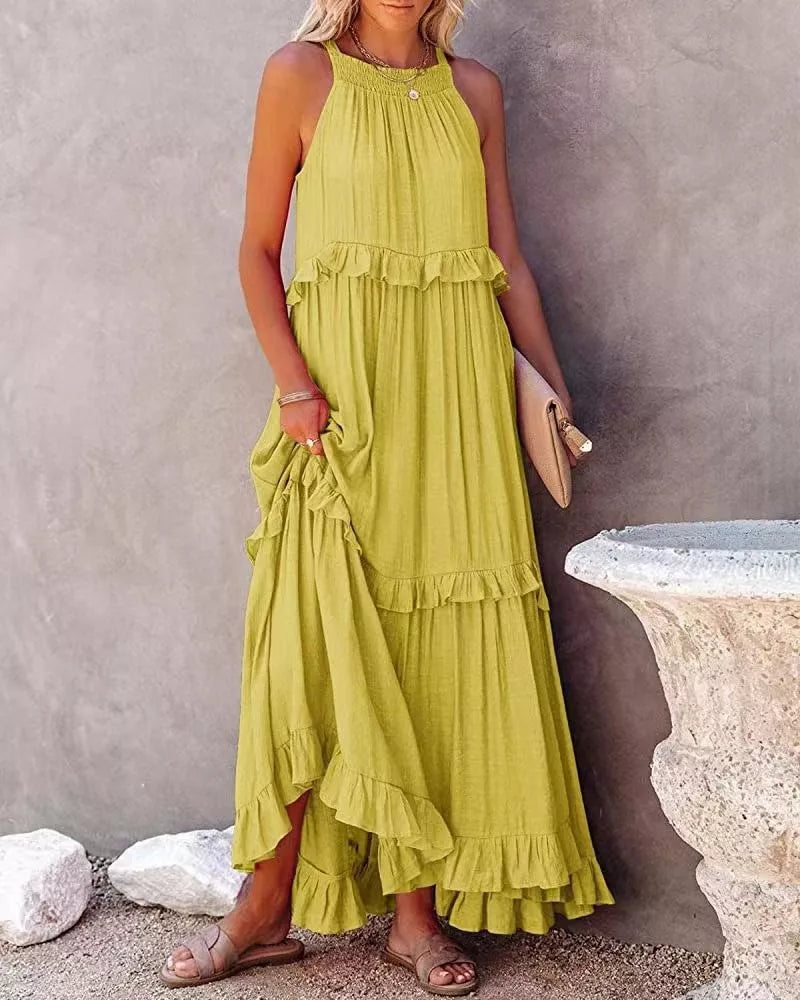 Tiered Ruffle Sleeveless Maxi Dress
