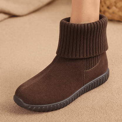 Cozella – Women's Knit Cuff Suede Ankle Booties