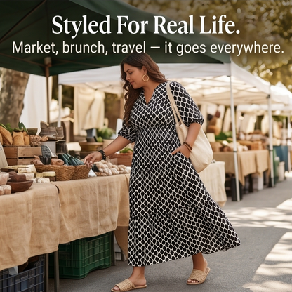 Curvella – Women's Boho Maxi Dress with Pockets