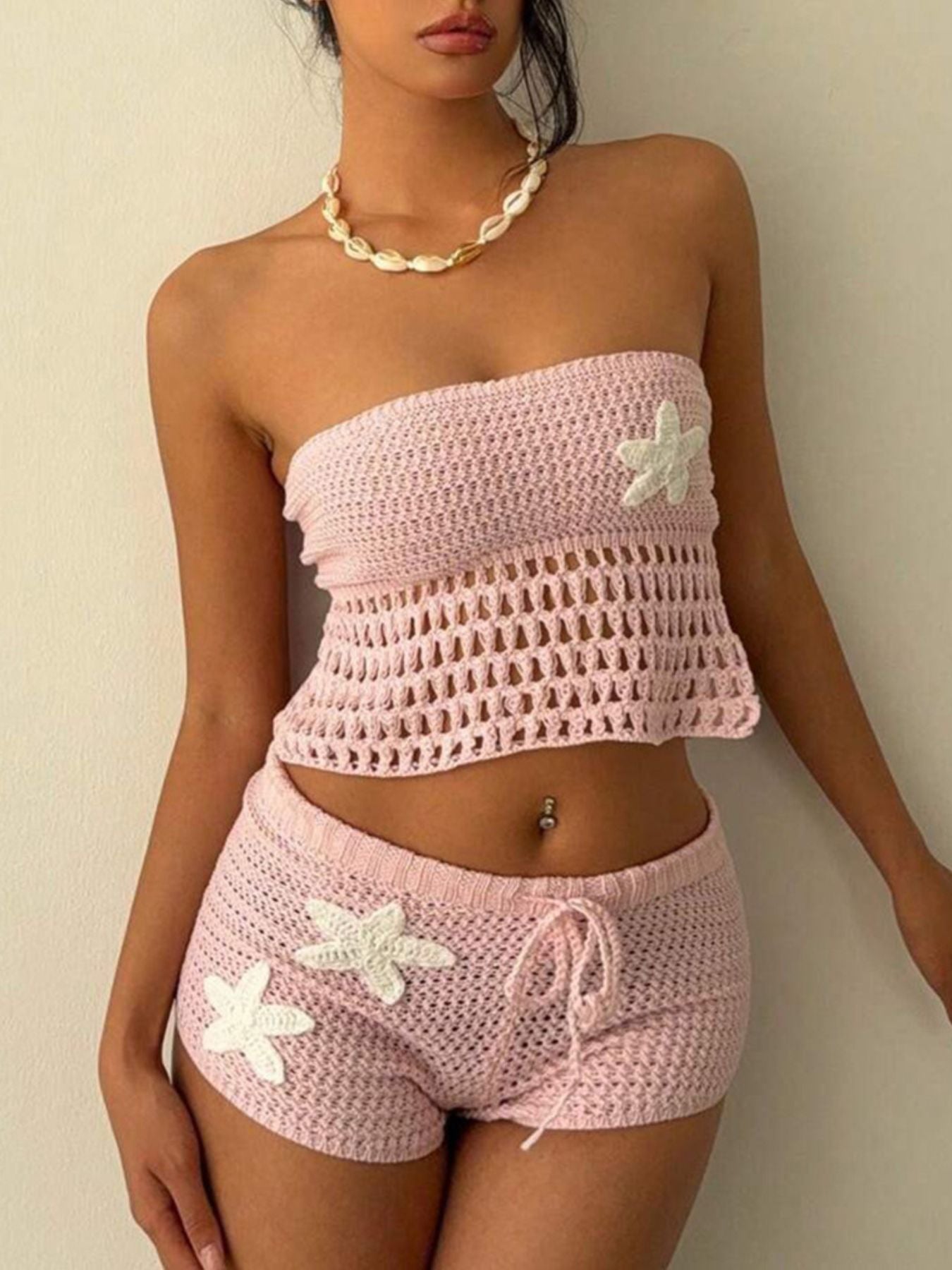 Crochet Tube Top & Shorts Set