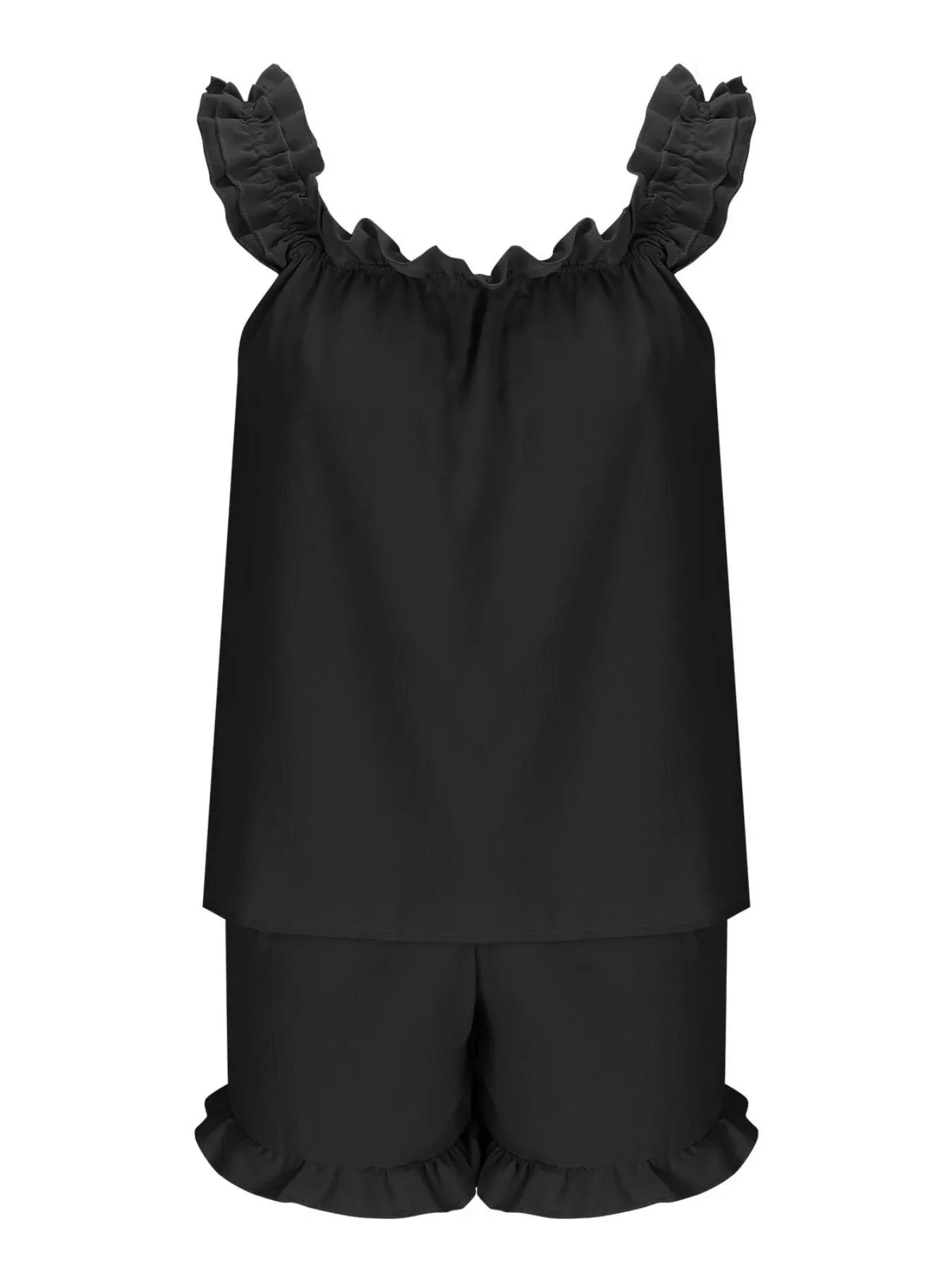 Ruffle Trim Sleeveless Top & Shorts Set