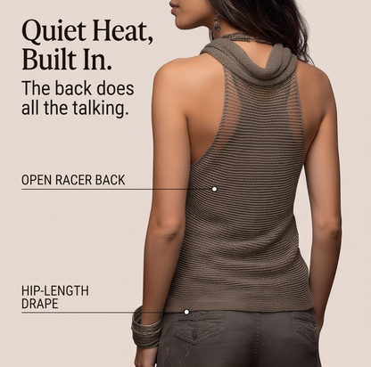 Lunessa – Draped Cowl-Neck Knit Halter Top