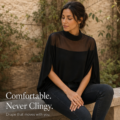 Florenza – Women's Mesh Yoke Batwing Blouse