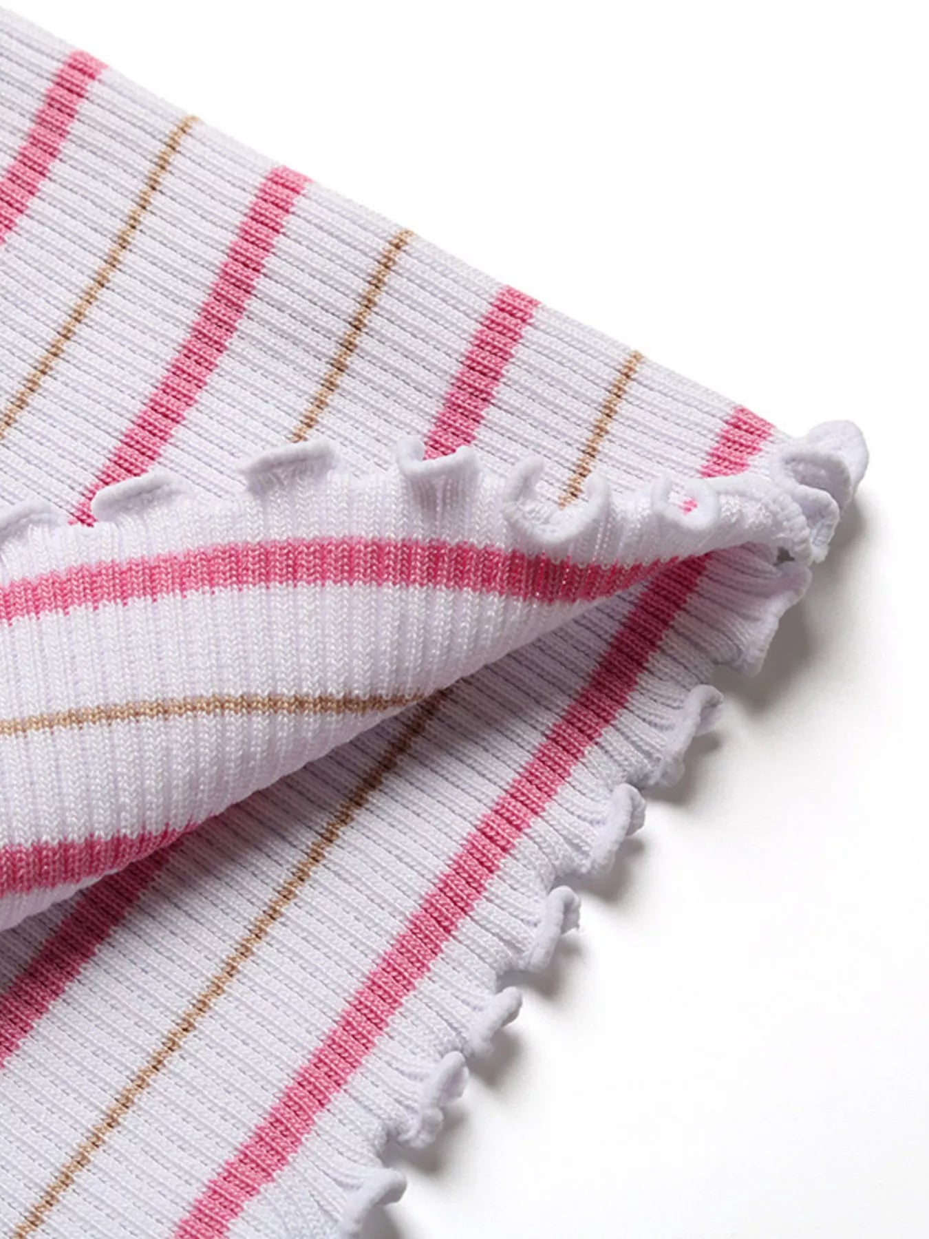 Striped Frill Crop Tube Top