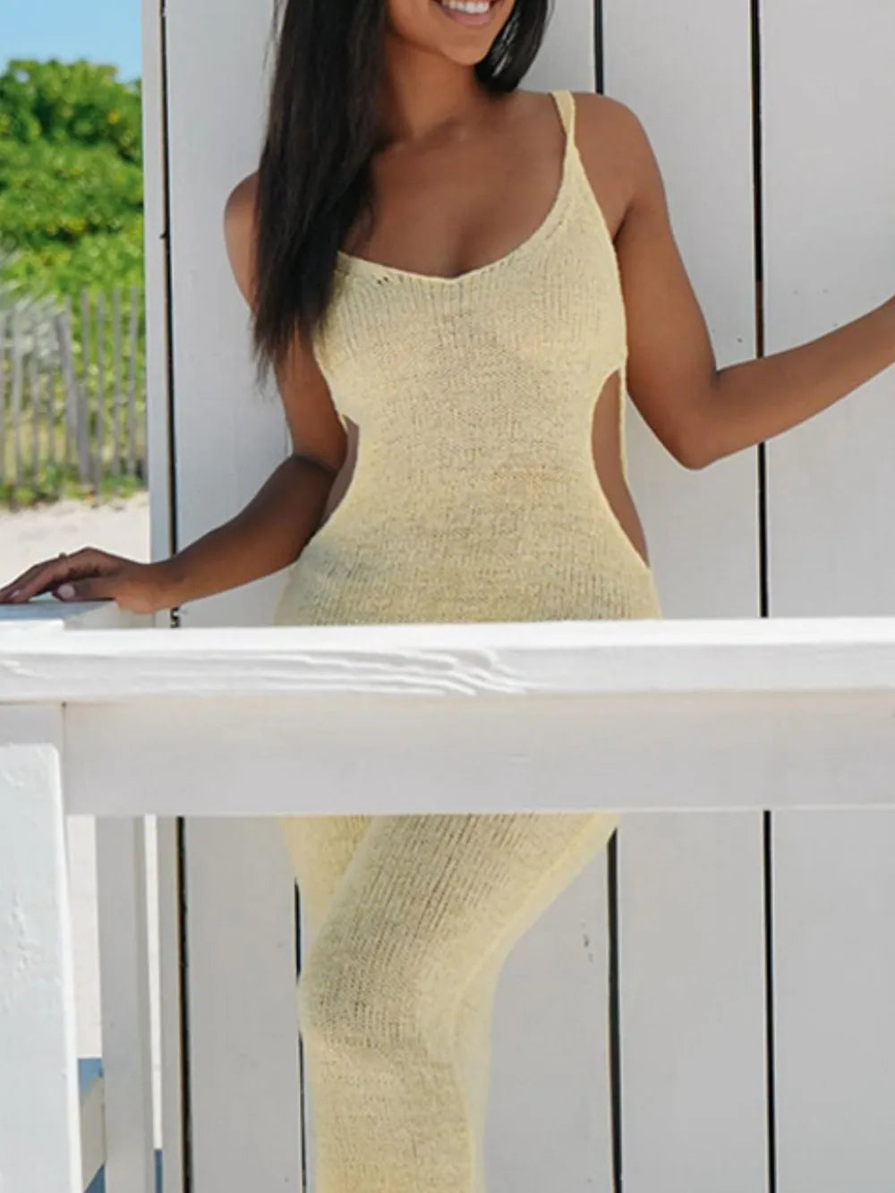 Backless Scoop Neck Cutout Cover-Up Dress