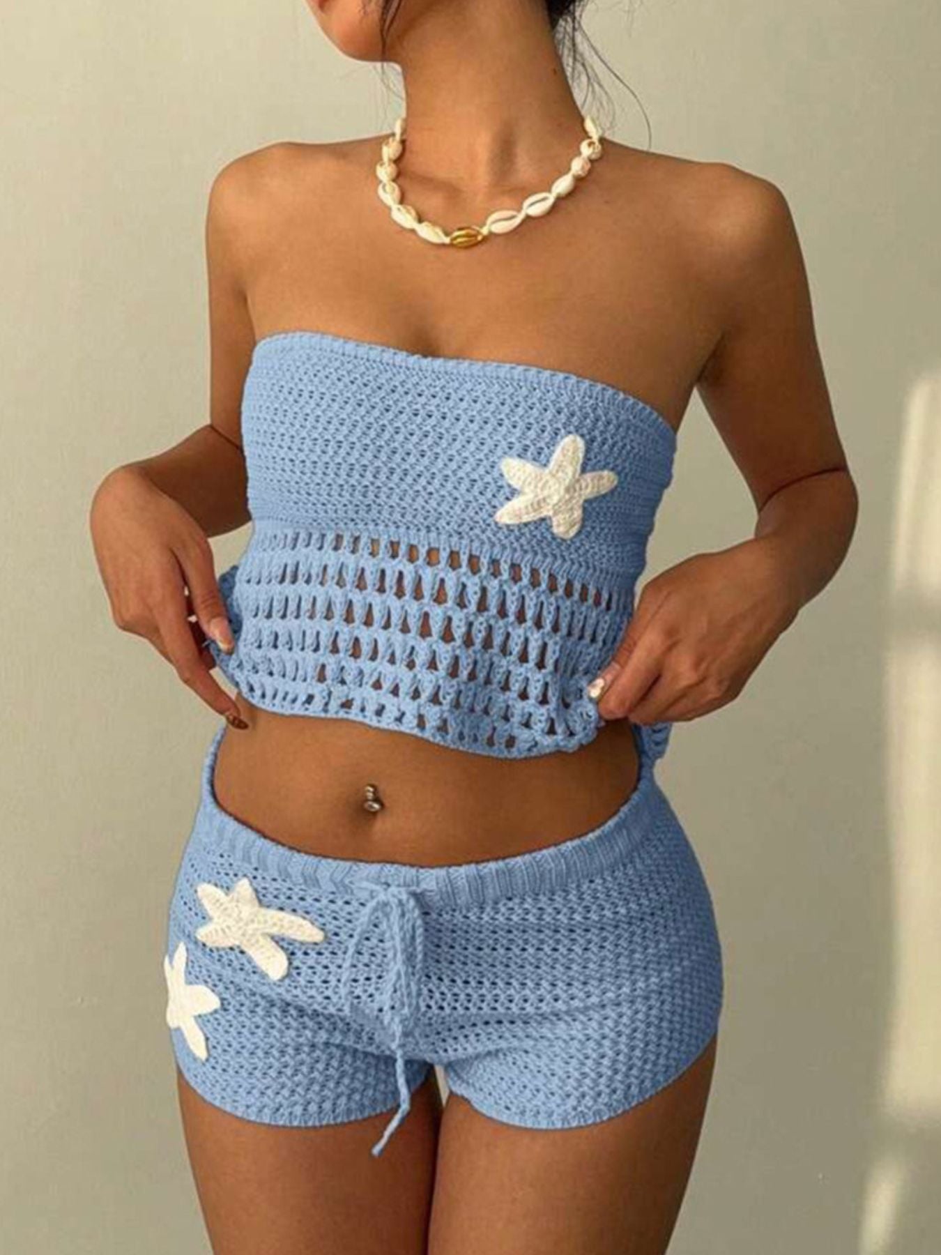 Crochet Tube Top & Shorts Set