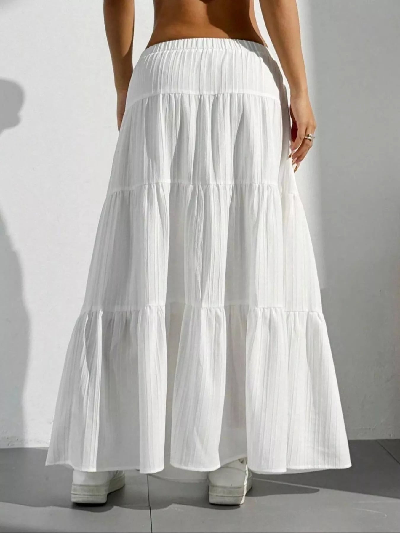 Flowy Tiered Ruched Maxi Skirt