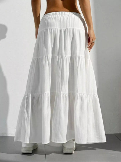 Flowy Tiered Ruched Maxi Skirt