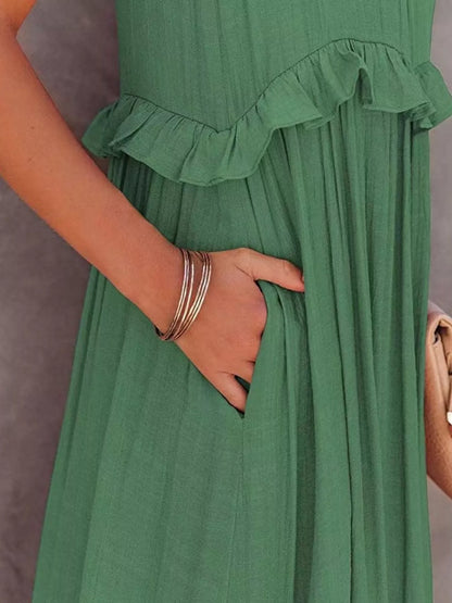 Tiered Ruffle Sleeveless Maxi Dress