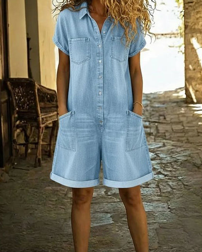 Clara | Short Sleeve Playsuit Dress