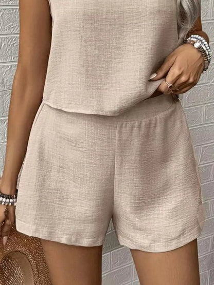 Lace Detail Round Neck Tank & Shorts Set