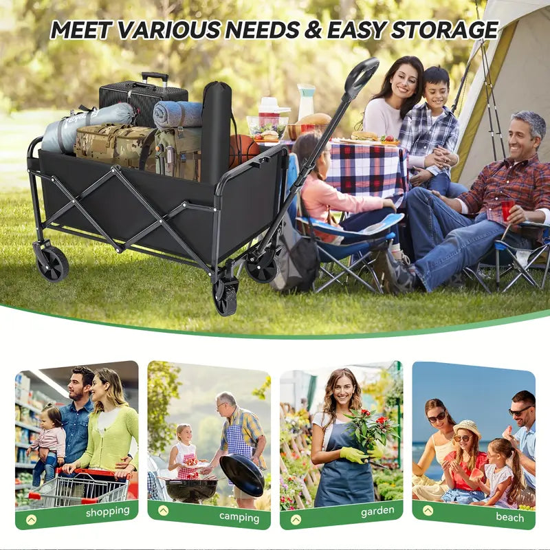 Heavy Duty Collapsible Folding Wagon Cart with All-Terrain Wheels