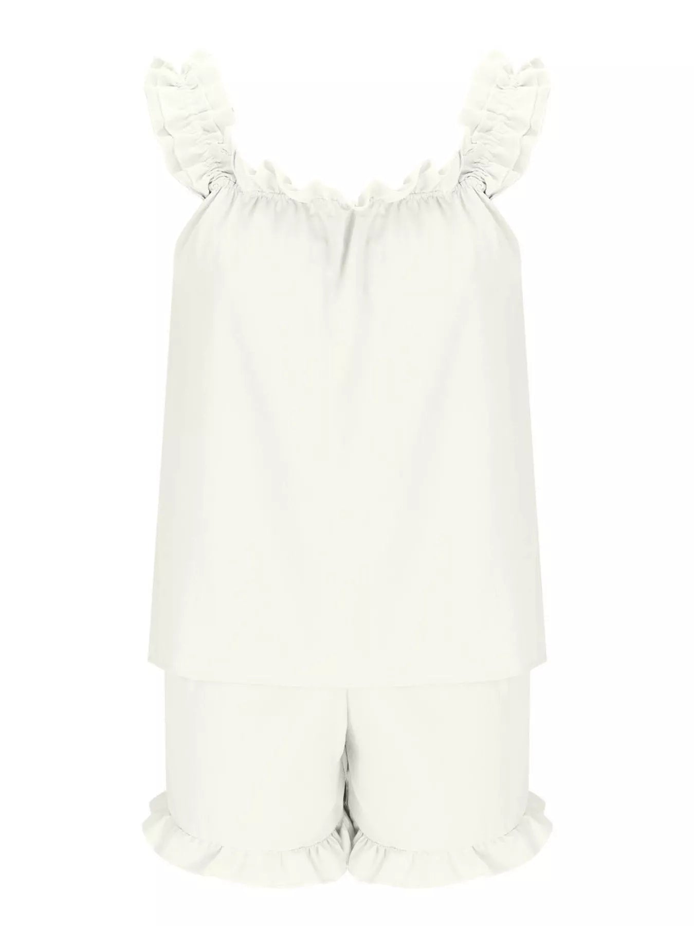 Ruffle Trim Sleeveless Top & Shorts Set