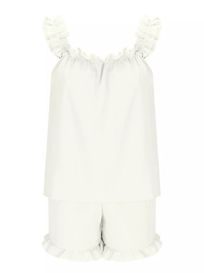 Ruffle Trim Sleeveless Top & Shorts Set