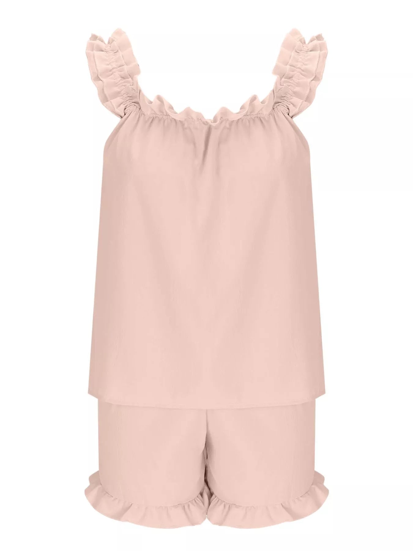Ruffle Trim Sleeveless Top & Shorts Set