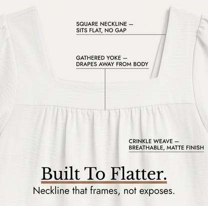 Florelle – Women's Square Neck Flutter Sleeve Blouse