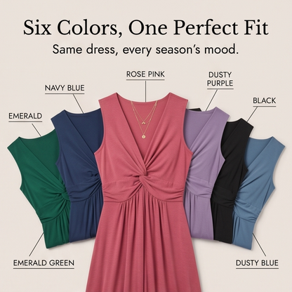 Florenza – Women's Twist-Front V-Neck Midi Dress
