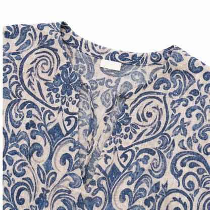 Florenza – Vintage Paisley V-Neck A-Line Maxi Dress with Half Sleeves
