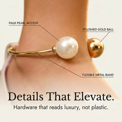 Lunabow – Bow Flat Sandals with Pearl Ankle Cuff