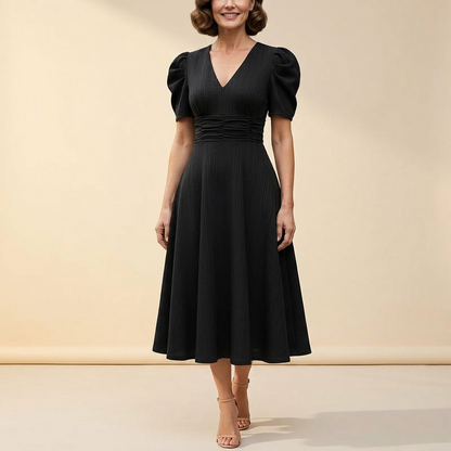 Vivella – Women's elegant puff sleeve midi dress