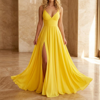 Florenza – Women's Flowing V-Neck Maxi Dress