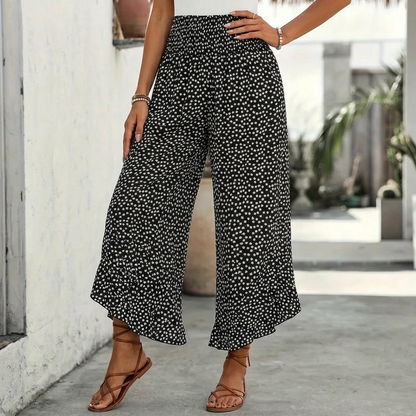Velura™ – Smocked Wide-Leg Ruffle Pants