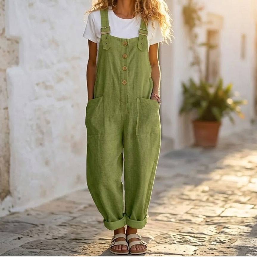 Slowlinen™ – Loose Button-Front Overalls